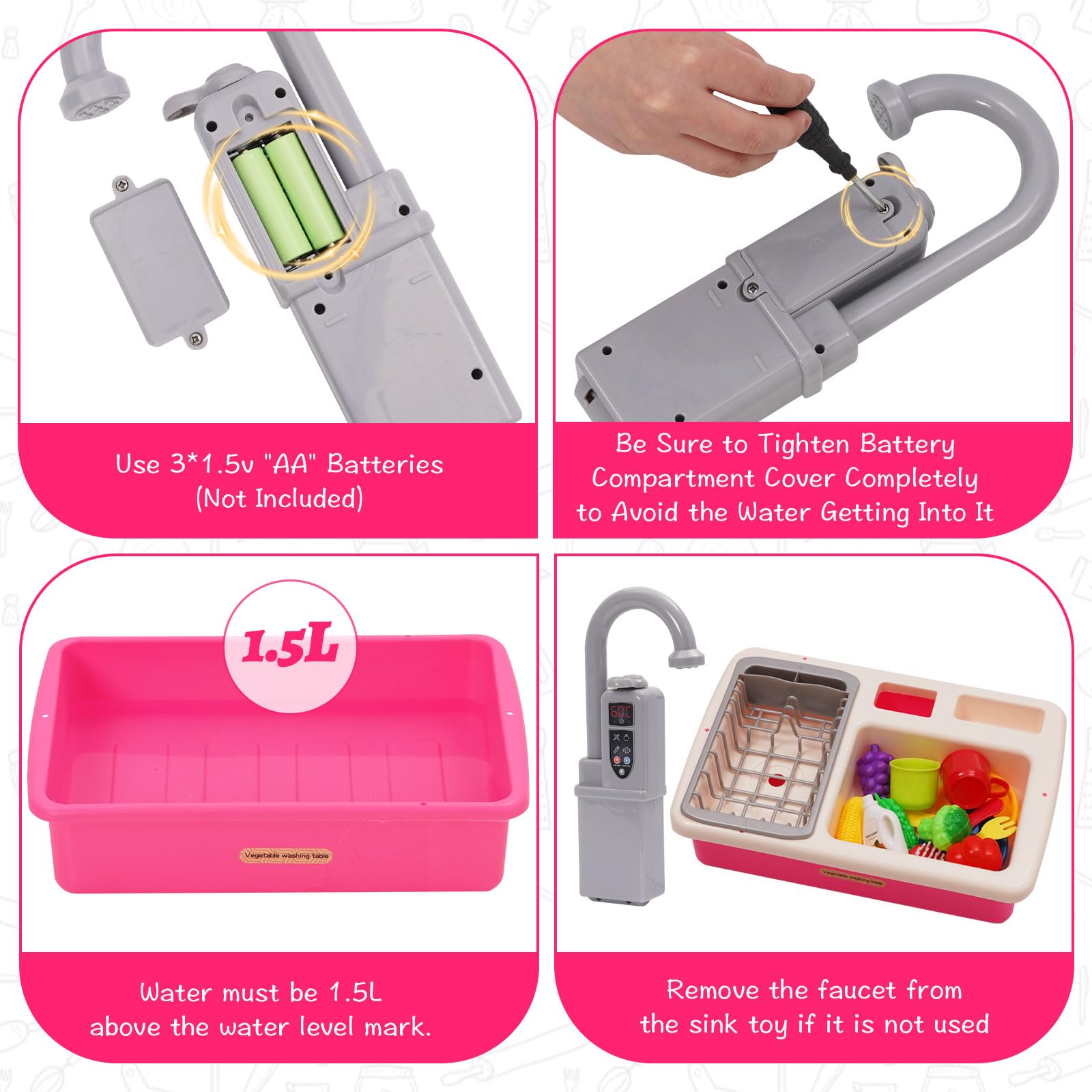 Évier De Jeu Enfant Avec Eau Courante Et Cycle Automatique – Jouet Éducatif Imitation Cuisine