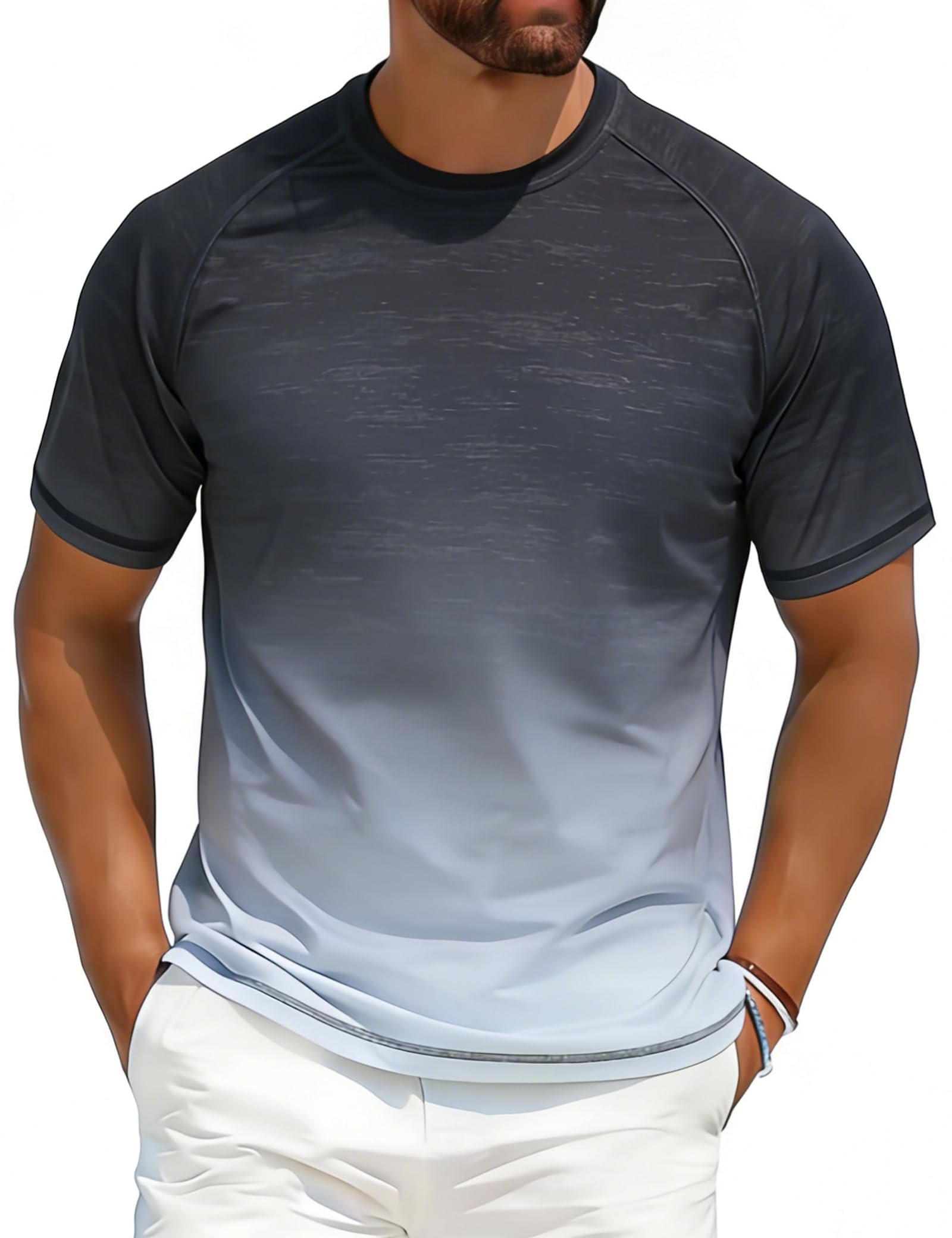 ELETOP Men's Swim Shirts UPF 50+ Short Sleeve Rash Guard Sun Shirts for Beach Fishing