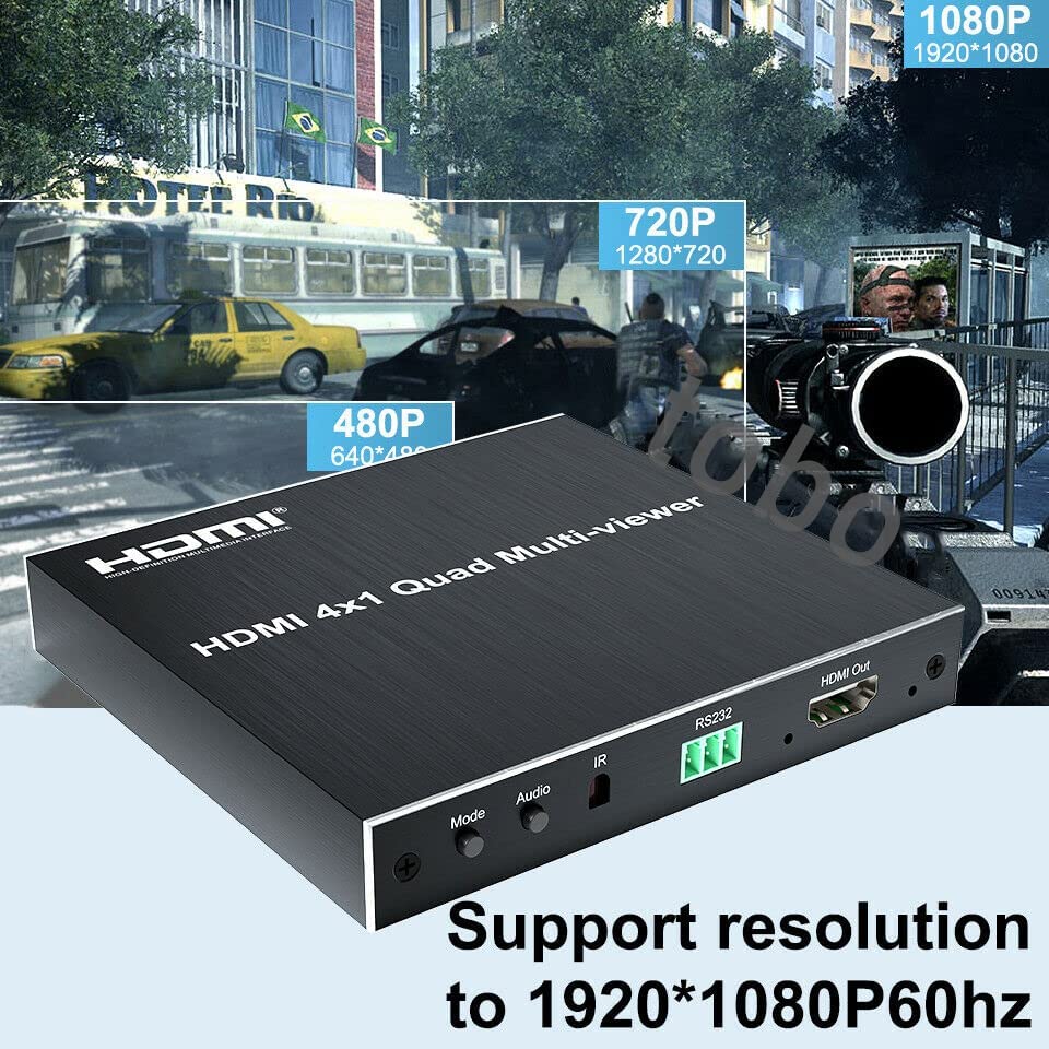 Image of MICROWARE 4X1 4 in 1 Out 1080P Hdmi Multiviewer Quad Screen Splitter Seamless Hdmi Switch Media Stre-Aming Device (Black)