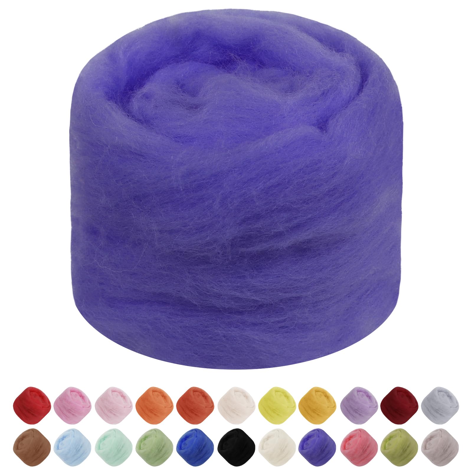 JeogYong Needle Felting Wool, 1.76oz Wool Roving Chunky Wool Yarn, Purple Wool Roving Yarn for Needle Felting, Wet Felting, Felting Projects, DIY Crafts
