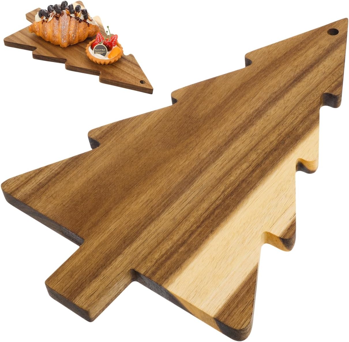 CALLARON Christmas Charcuterie Boards, Christmas Tree Cutting Board, Wooden Serving Tray, Xmas Decorative Appetizer Tray, Tree Cutting Board for Dessert, Steak, Holiday Festival Party 15 x 10 inch