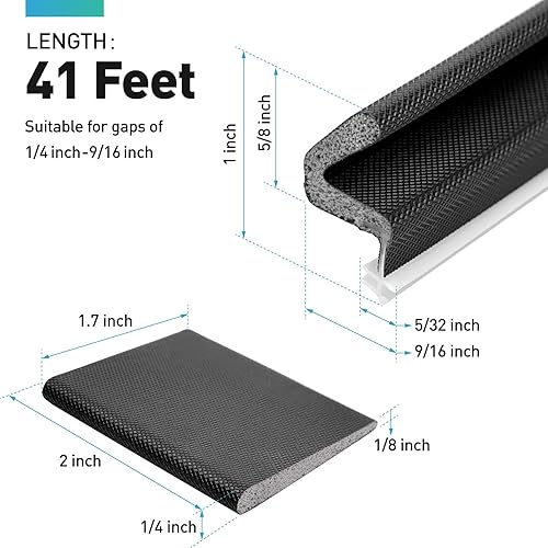 Miniatura 10 de Burlete para puerta de 26 pies, burlete de espuma Q en forma de V, resistente al agua, marco de puerta delantera exterior insonorizado con 4 sellos