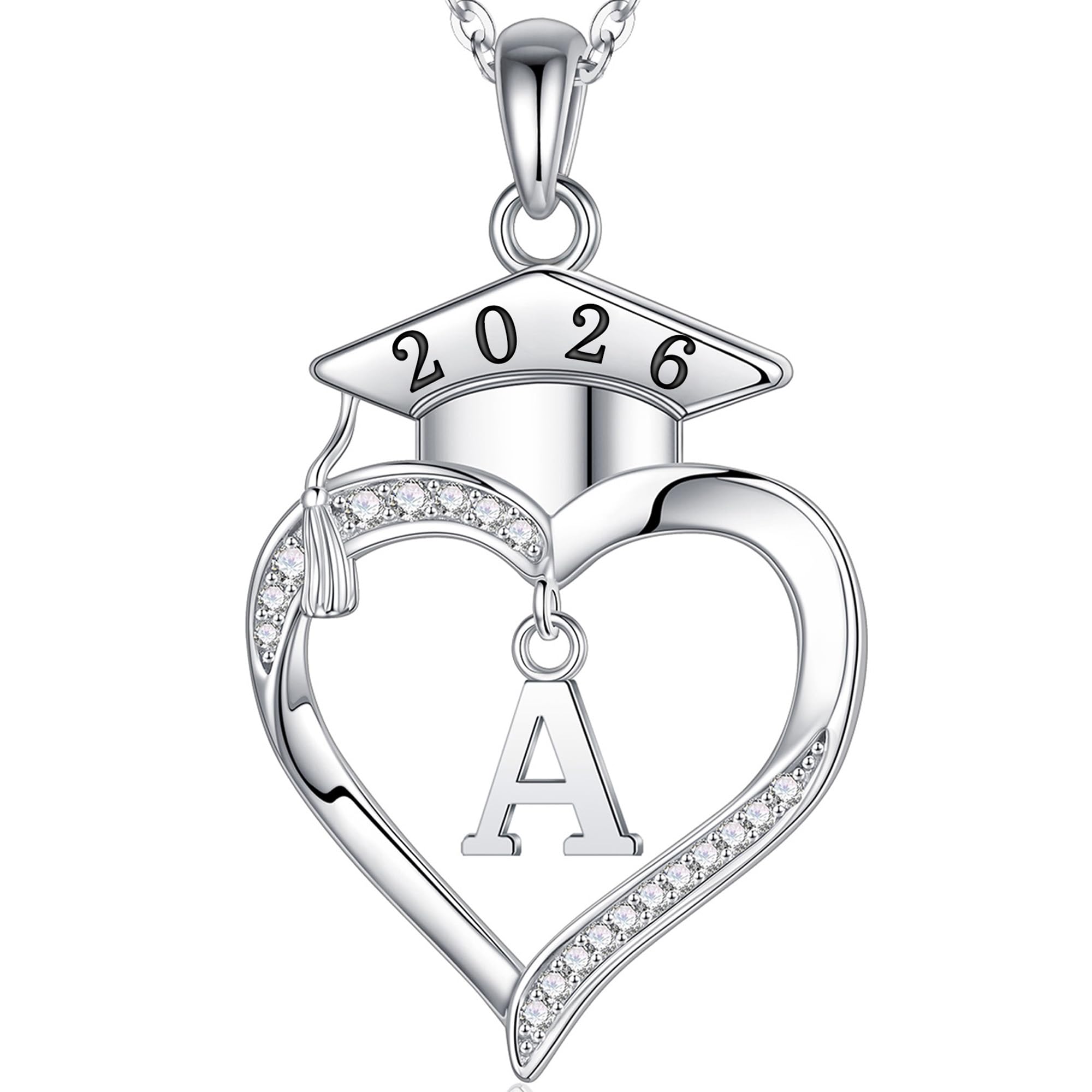 Iefil 2026 Graduation Heart Initial Letter Necklace