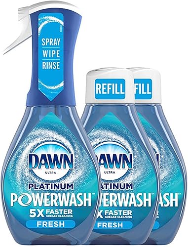 Doomi Dawn Platinum Powerwash - Juego de recambio de jabón para platos y jabón para platos, aroma fresco, 1 spray + 2 recargas, empaquetado con el