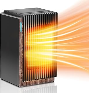 Space Heater,Desk Space Heater,1200W PTC Ceramic Heater with 2 Modes,2-6h Timer,Tip-Over&Overheat Protection,Fireproof Material,Fast Heating for Bathroom Office Desk Indoor