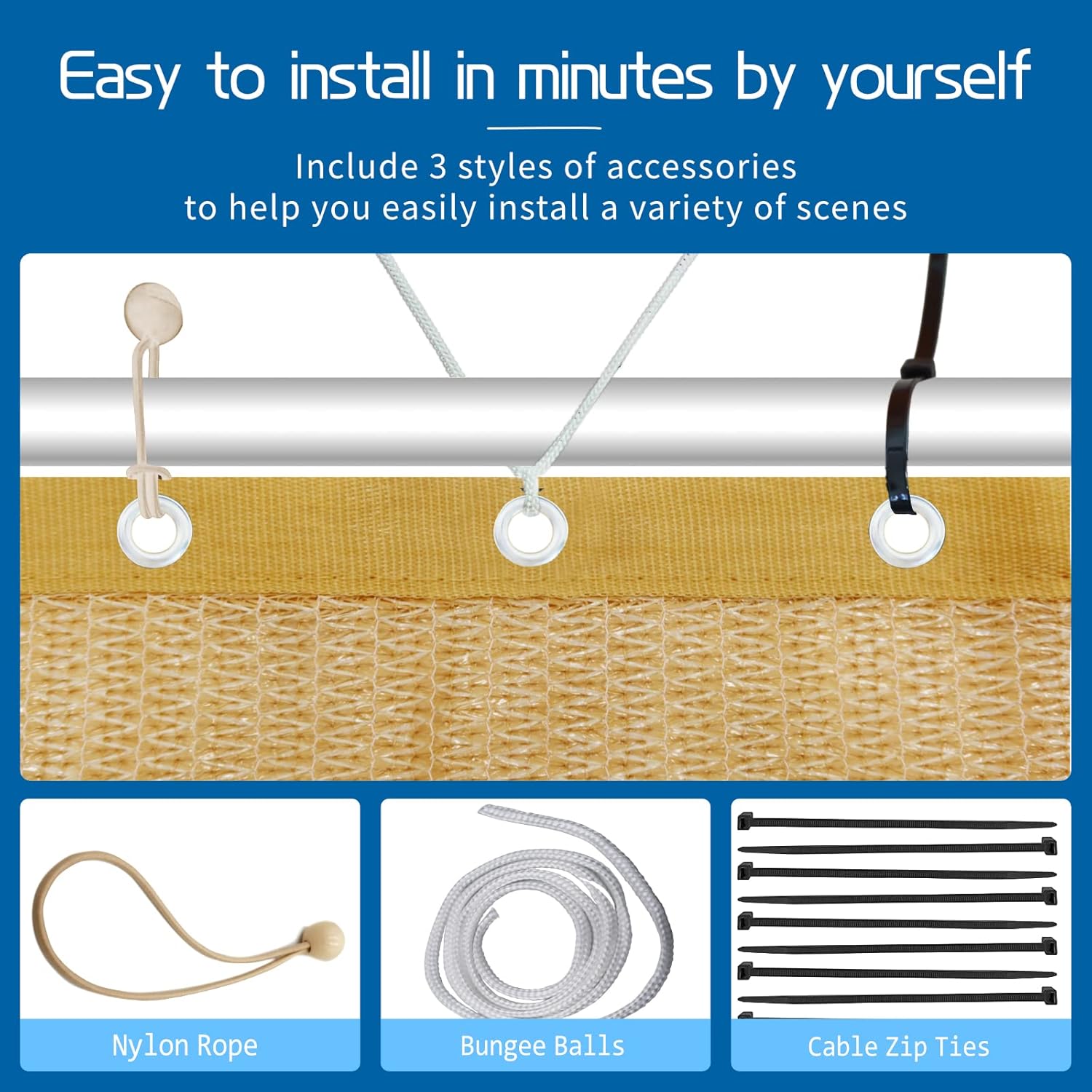 KANAGAWA 90% Pergola Shade Cloth 12'X20' Outdoor Sun Shade Cover Canopy with Grommets KWGN02 UV Block Privacy Screen for Patio and Outdoor (Customized Available), Wheat