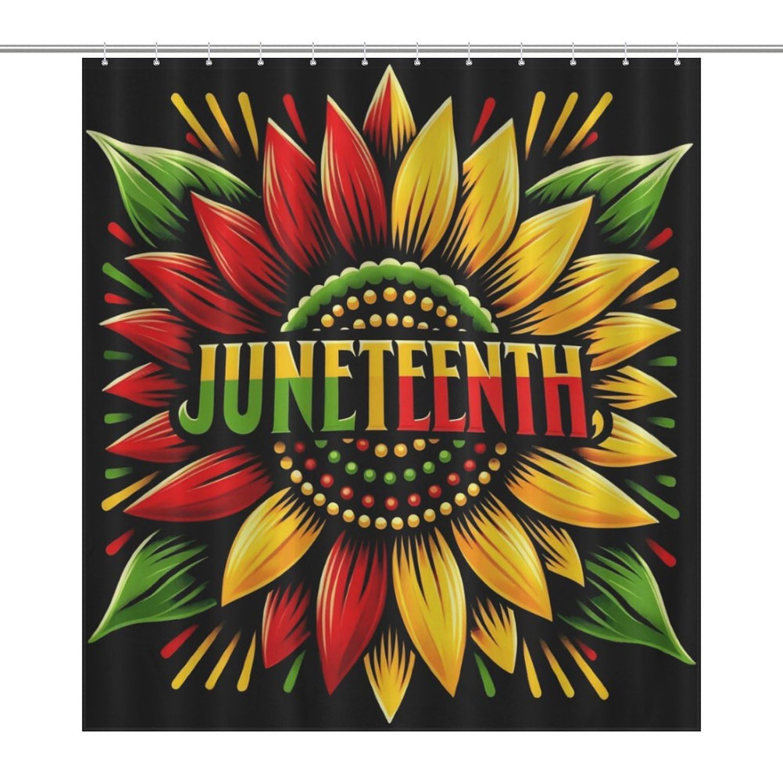 Oudrspo Sunflower Juneteenth Black History Month Shower Curtain Modern Bath Curtain Bathroom Decor Set with 12 Hooks 60 X 72 Inch