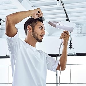 Panasonic Nanoe Salon Hair Dryer with Oscillating QuickDry Nozzle, Blow Dryer with Diffuser and Concentrator Attachments, 3 Speed Heat Settings for Easy Styling and Healthy Hair - EH-NA67-W (White)