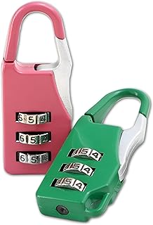 قفل امن - احم أغراضك الثمينة مع قفلنا الصغير القابل لاعادة الضبط المكون من 3 ارقام، رائع لصالة الالعاب الرياضية والمدرسة والامتعة واحتياجات التخزين (قطعة 2)