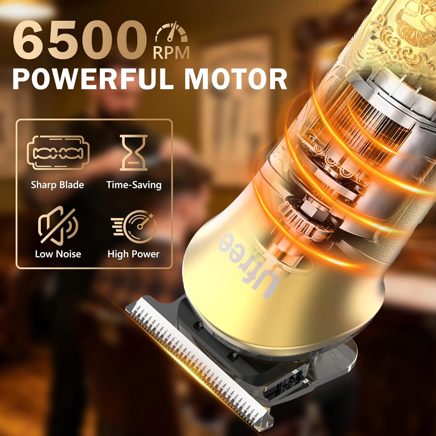 Ufree 8 in 1 Professional Hair Cutting Kit, Hair Clippers for Men, Cordless Clippers and Trimmers Set, Beard Trimmer, Electric Shaver with Rechargeable, Grooming Gifts for Barber & Home Use - Image 2