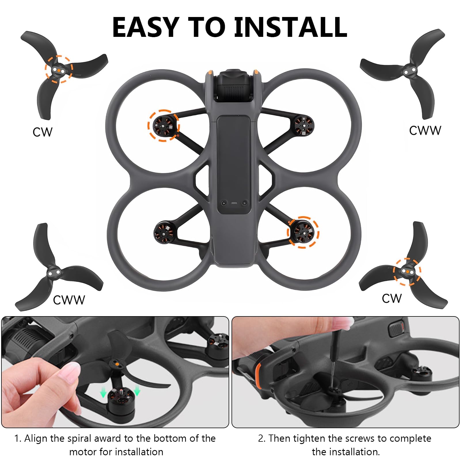 Bocguy Avata 2 Eliche 3032S, 4 Pcs Eliche per Drone, Basso Rumore & Stabile