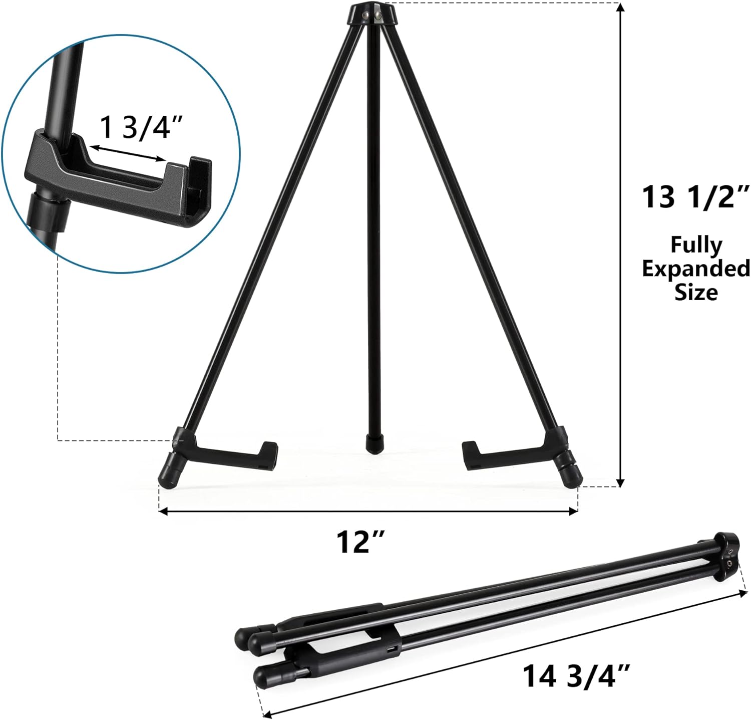 14" High Tabletop Instant Display Easel - Black Steel Small Tripod Easel Stand with Adjustable Holders for Pictures, Paintings, Posters and Store Signs(6 Pack)