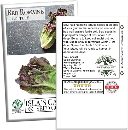 Miniatura 7 de Semillas de lechuga romana roja para plantar, más de 1000 semillas tradicionales por paquete, semillas de jardín de Isla (semillas de jardín de