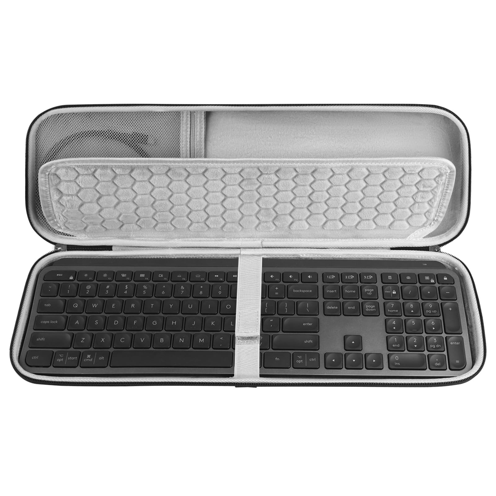 Geekria Keyboard Carrying Case, Hard Shell Travel Bag Compatible with Logitech MX Keys S, MX Keys Advanced Wireless Illuminated, Microsoft Wireless Surface Keyboard WS2-00025 (Dark Grey)-image-48