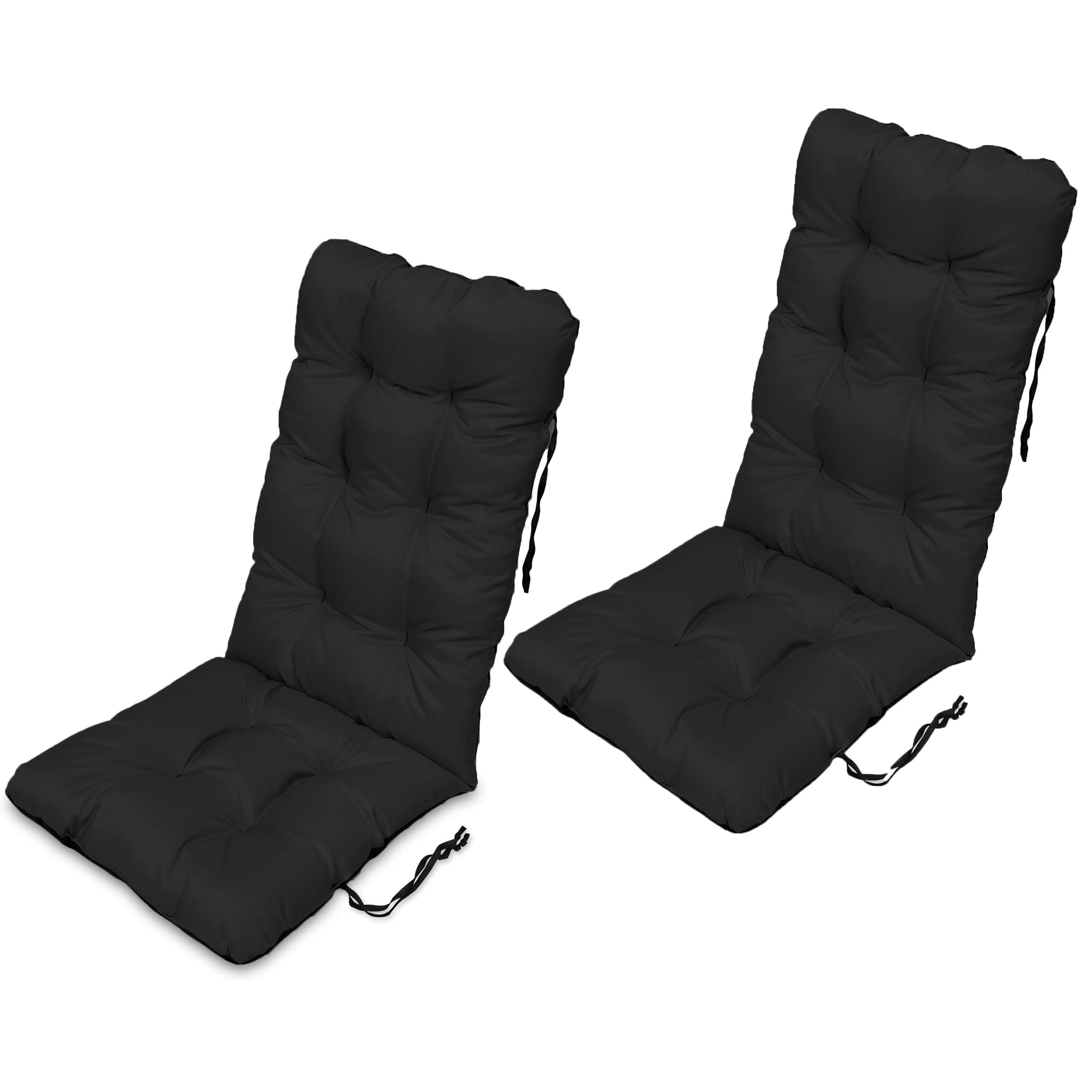 Superkissen24. Sun Lounger Cushion Seat Pad - Set of 2 Cushions 48x123 cm - Seat cover for Sunbeds, Garden Chairs, Loungers, Seatings - Outdoor/Indoor Relaxer Chair Pillow - Waterproof - Black โ image 1
