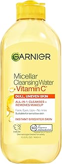 Micellar Water with Vitamin C, Facial Cleanser & Makeup Remover, Brightening & Hydrating, For All Skin Types, Vegan, Cruelty Free, 13.5 Fl Oz (400mL), 1 Count