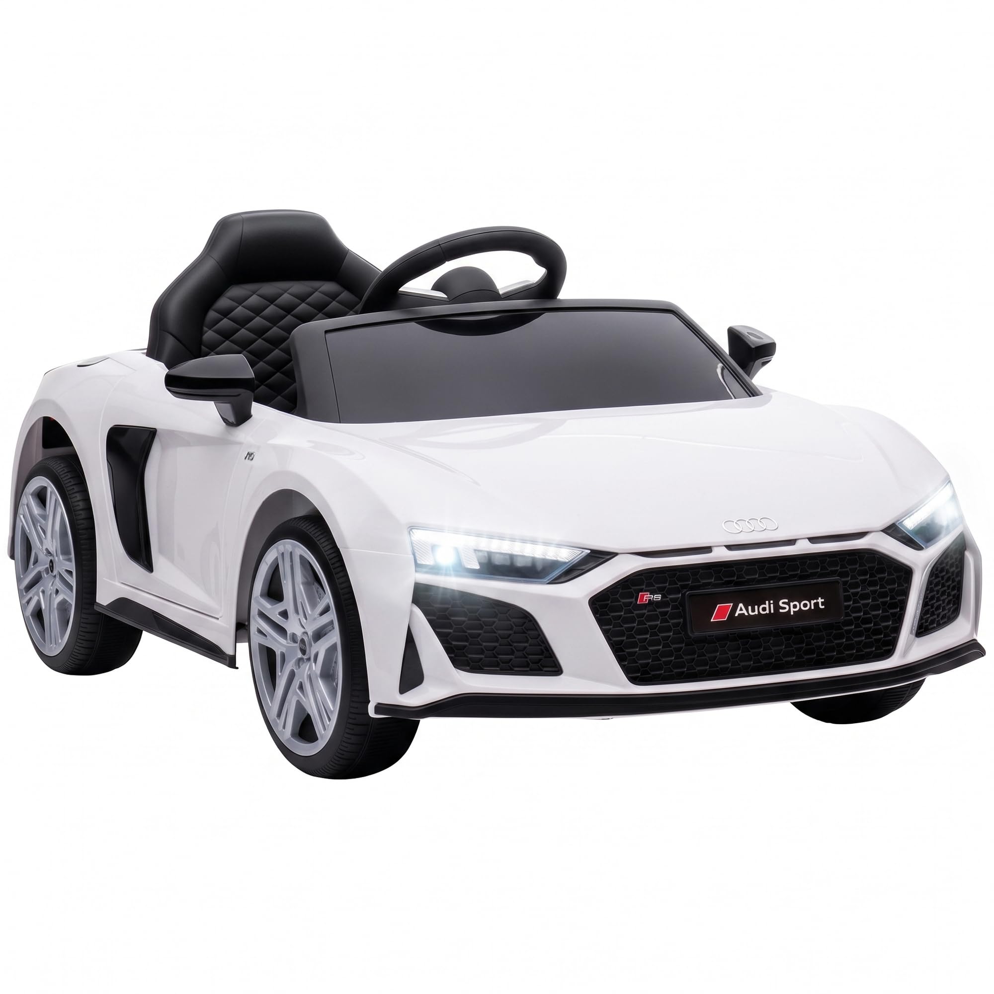 AIYAPLAY 12V Audi R8 Spyder Electric Car for Kids Ages 3+ White