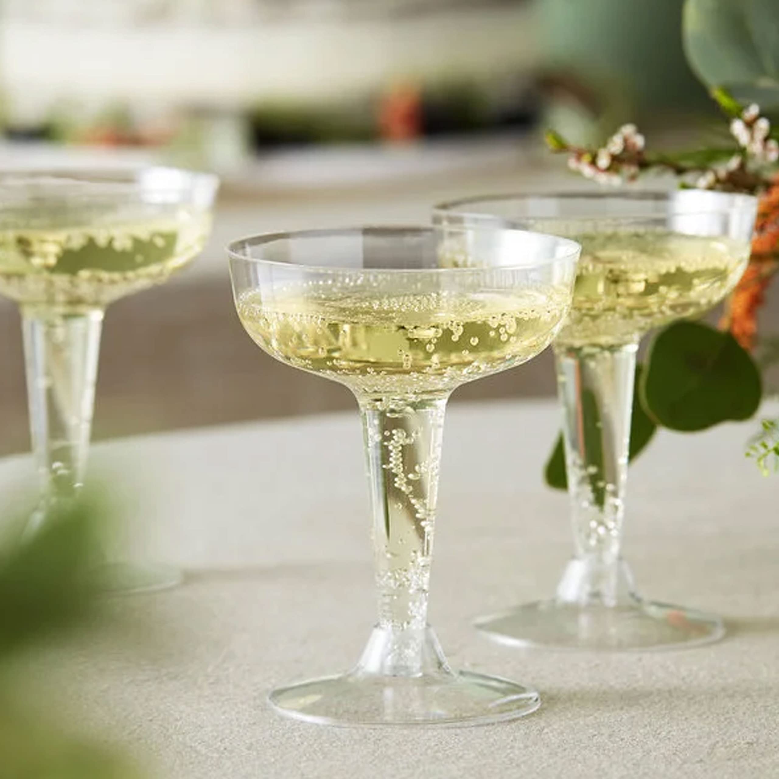 20 Pc Champagne Flutes 4 Oz Party Clear Plastic Glasses Disposable Heavy Duty