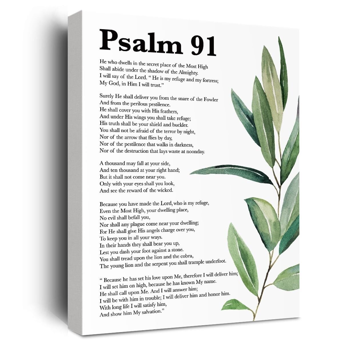 RNUMLIGH Gods Promise and Protection Art Psalm 91 Scripture Canvas Wall-Art for Christian Church Home and Prayer Space