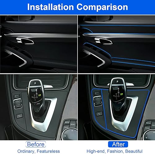 Miniatura 5 de Tiras decorativas para interior de automóvil, impermeables, ajuste universal y flexibles, tiras para insertar, incluye herramienta de instalación,