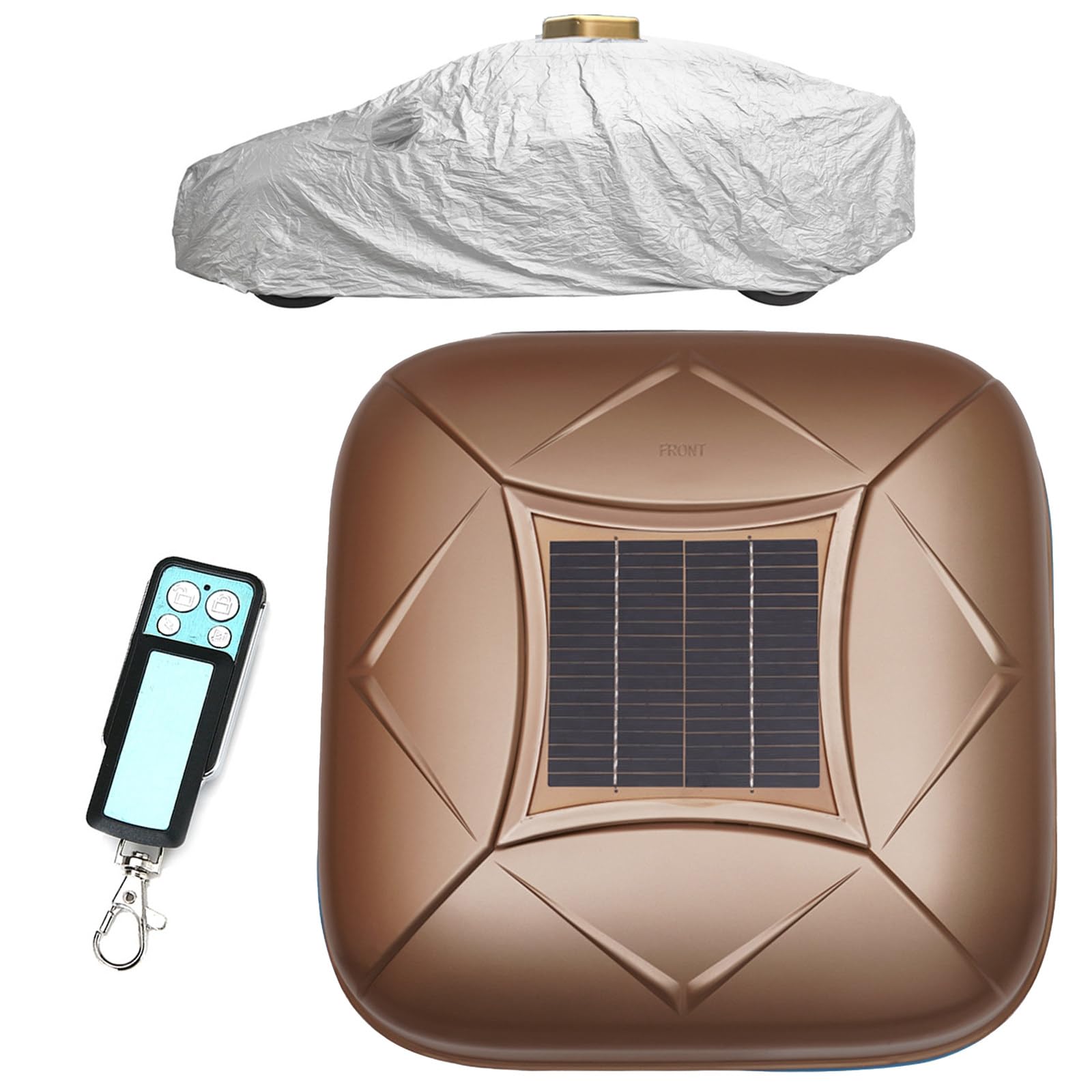 Wangyingxu Solar Charging Smart Car Cover, Remote Control Automatic Full Exterior Covers, Quick 10s Open, Anti-Theft Alarm, Waterproof and Sunproof for Sedan SUV MPV Gold-YXXL