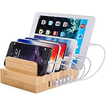 Mobile Phone Tablet Storage Rack Desktop Storage Rack Bamboo Wood 6 Ports