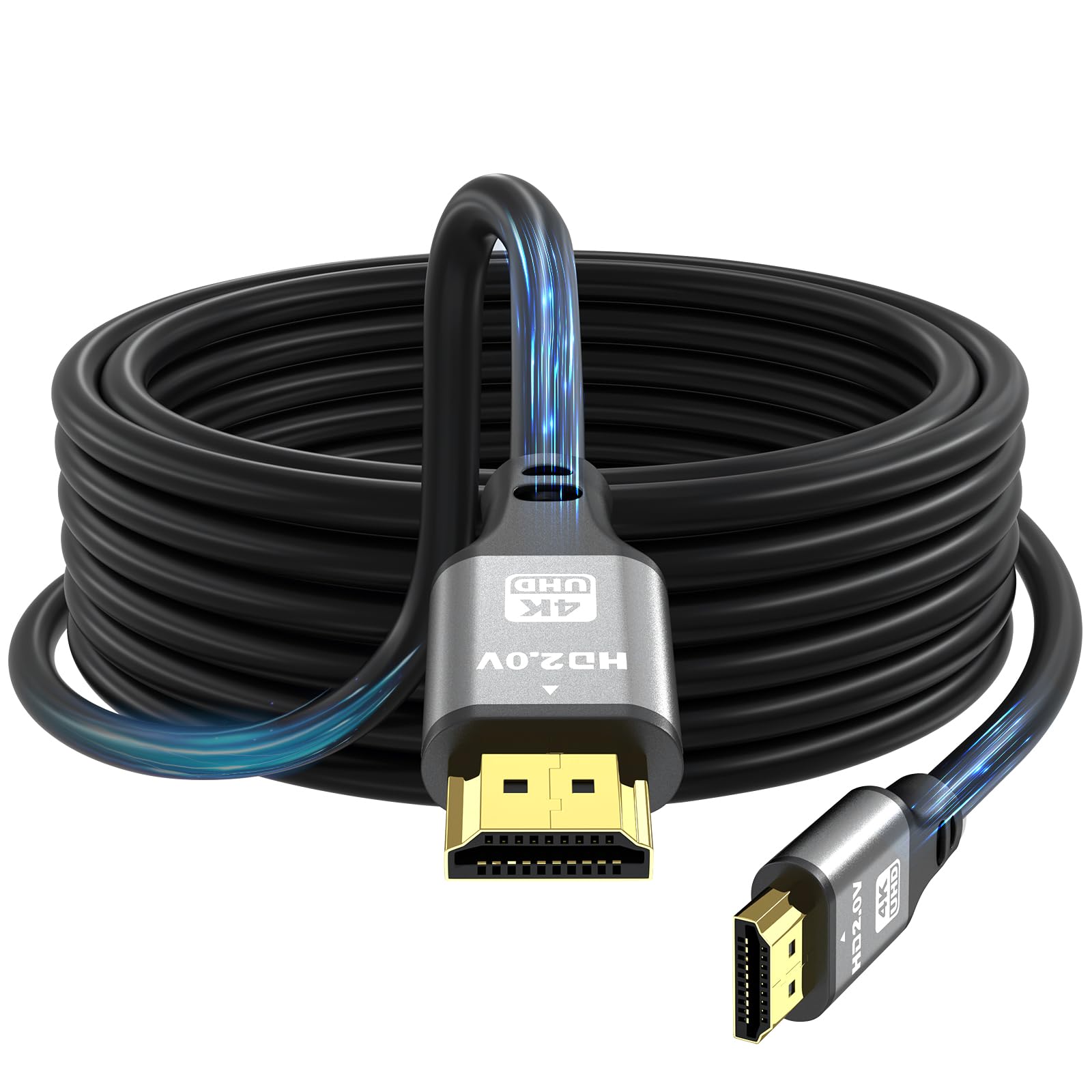 4K HDMI Cable 25 FT, 4K@60Hz, 18Gbps High Speed HDMI 2.0 Cord, Ultra HD,Ethernet Audio Return,Video 4K,1080p,3D,Arc, HDR Compatible with Xbox,PS5/PS4,HDTV,Laptop ect(Silver)