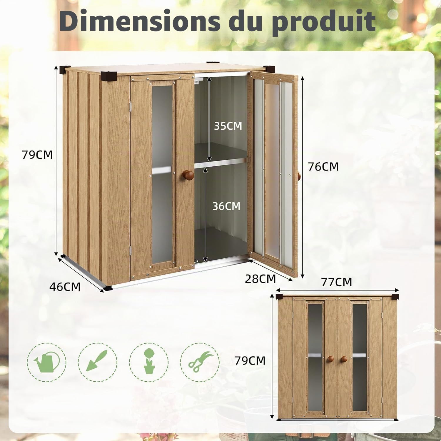 YODOLLA Armoire Rangement Exterieur,Armoire Jardin Placard Exterieur Métal