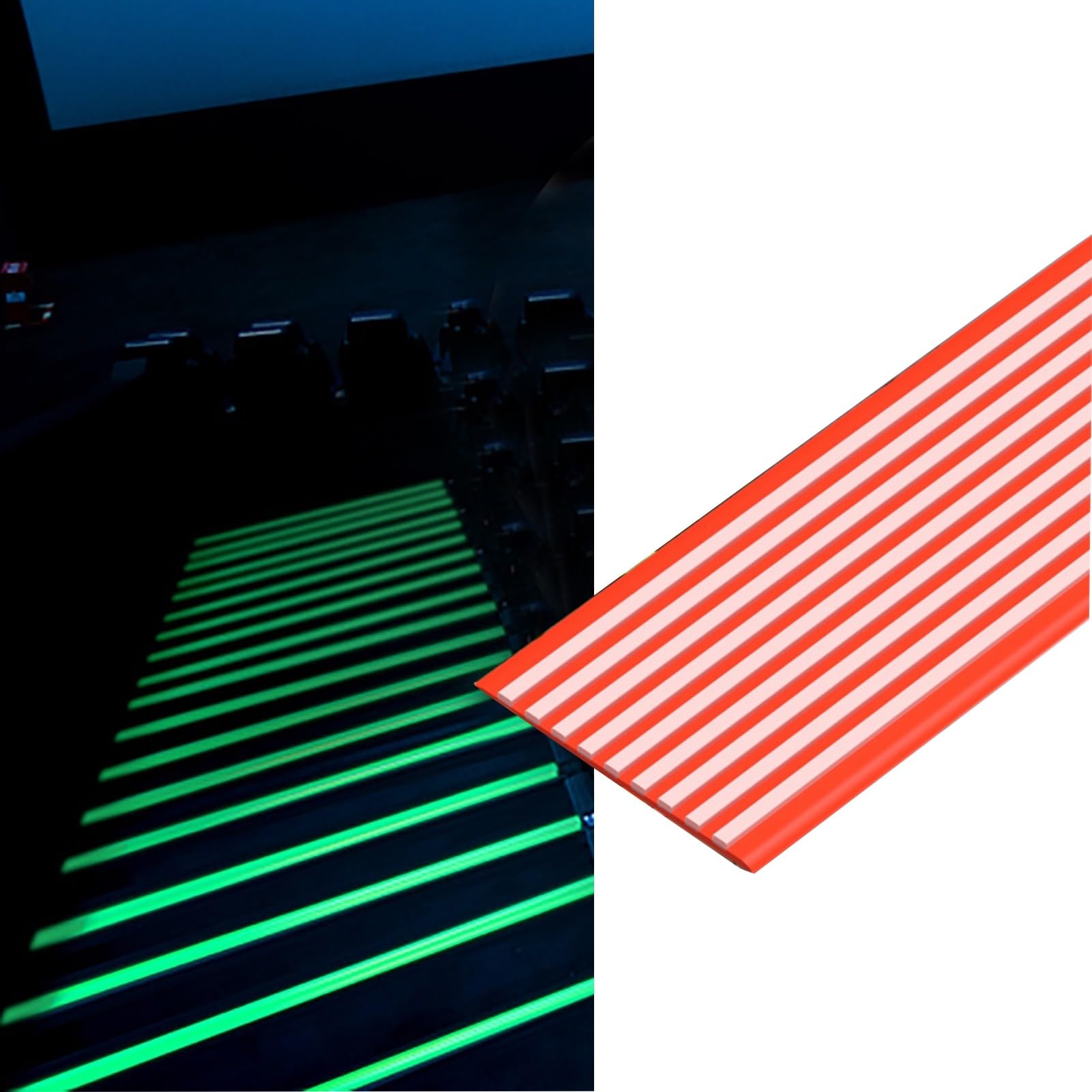 Cxvhsertwr Red 10Cm Stair Carpet Treads, Glow Stair Tread Edge Protectors Nosing Edging(,L 6M)