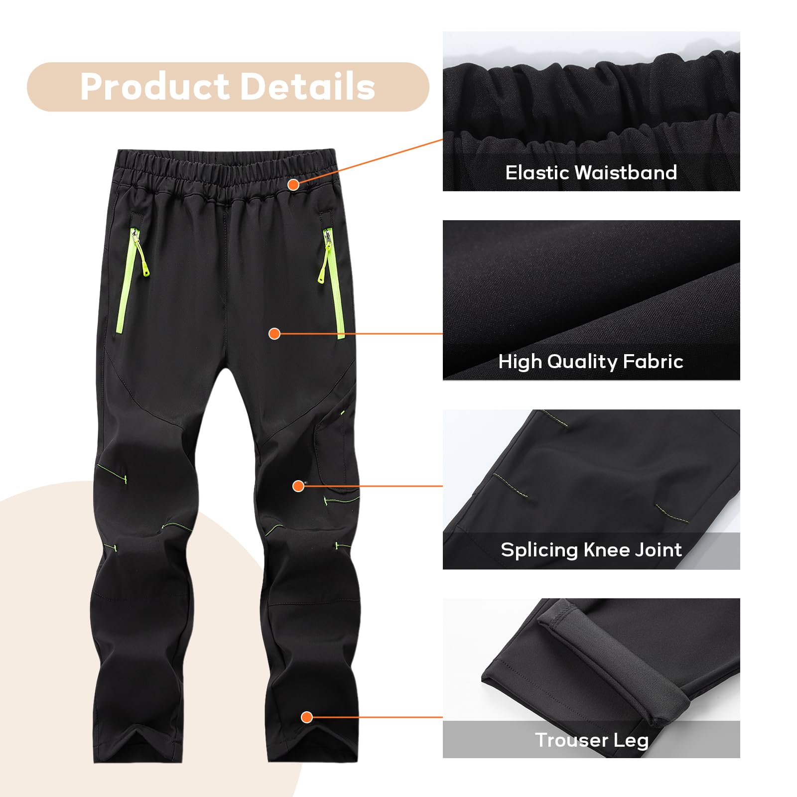 SUKUTU Pantalones de Primavera y Verano de Secado rápido para niños y niñas Pantalones de Senderismo Ligeros para niños