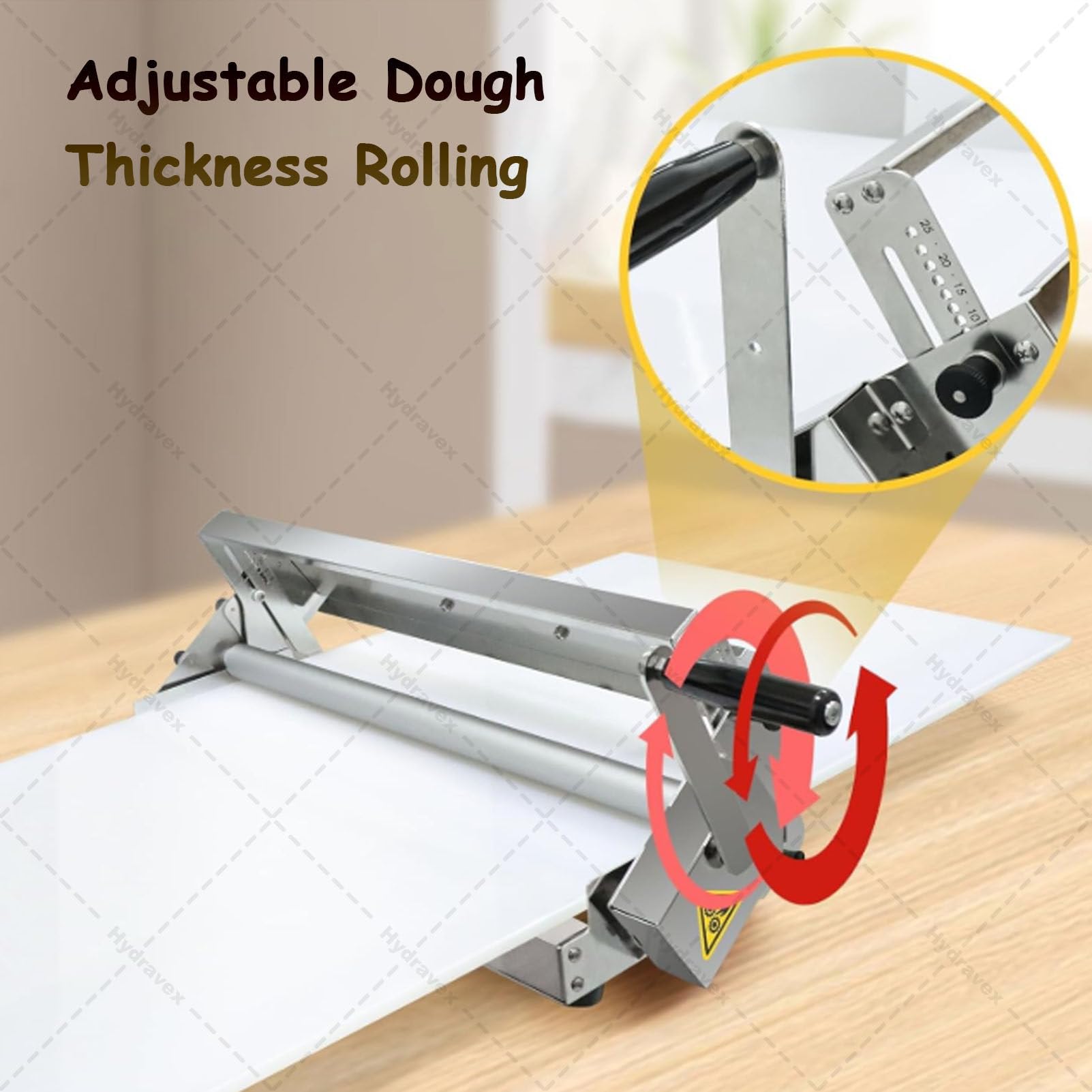 Gewerbliche Teigausroll- und Gebäckwalzenmaschine, manuelle Teigausrollmaschine mit Einstellbarer Dicke, kompakte Teigausrollmaschine für Croissants, Kuchen, Blätterteig