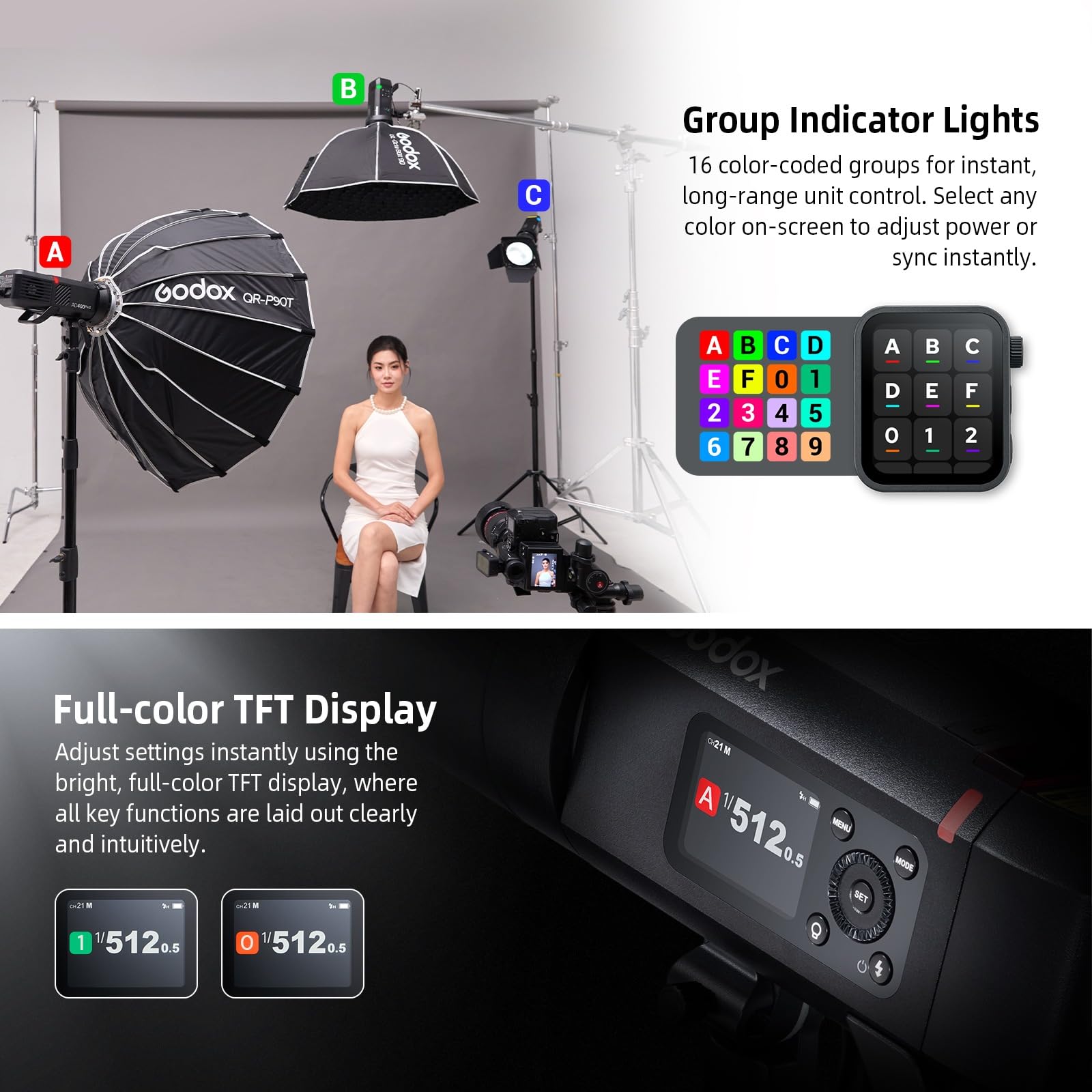 Godox AD400 Pro II AD400ProII Flash 400Ws Extérieur, Strobe Flash avec Système sans Fil 2.4G, Lampe Modeling Bi-Couleur 30W, 0.01~1s Recycle,460 Fois Flashes