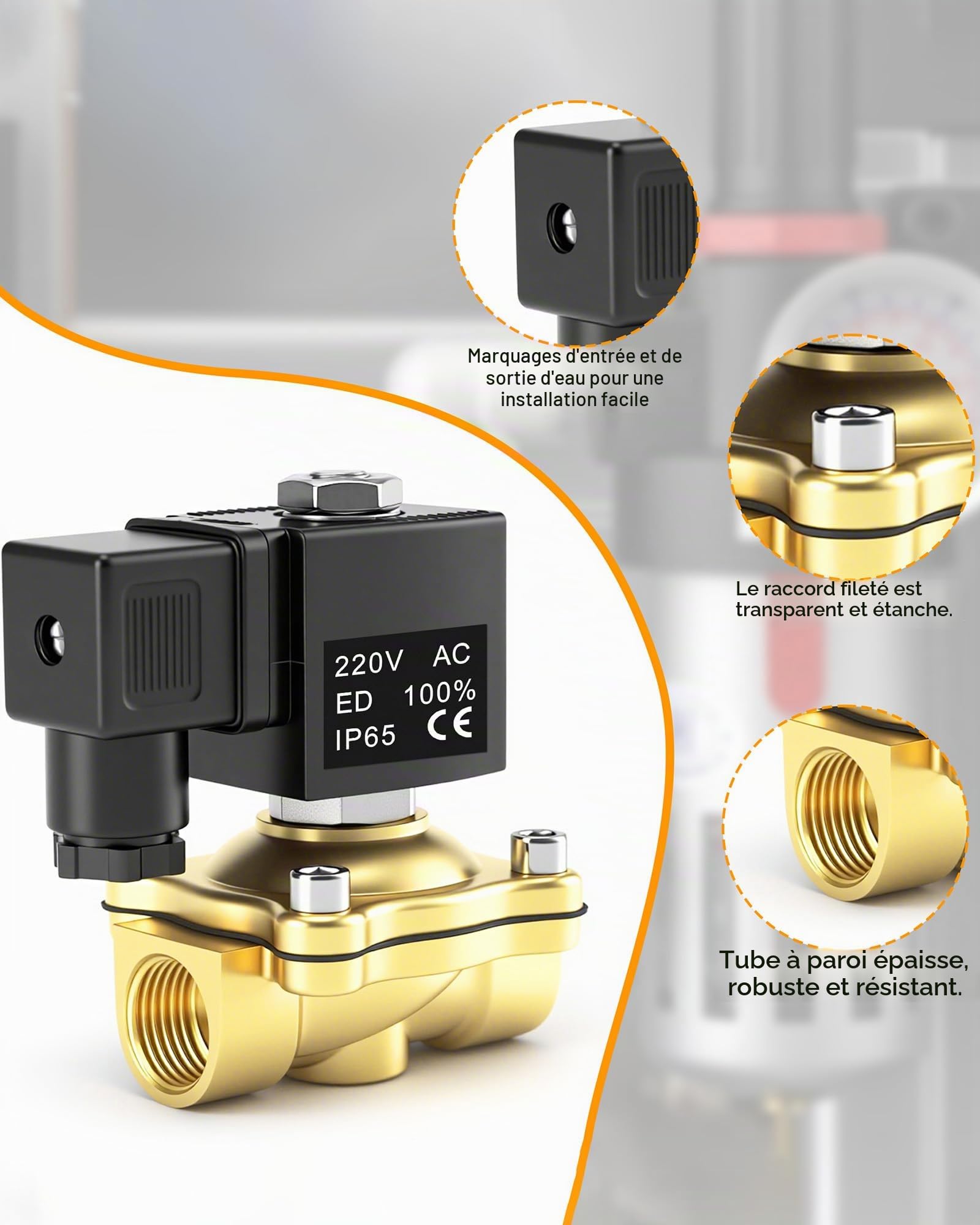 Électrovanne en Laiton: Électrovanne Magnétique 1/2" 220 V CA Commande Directe Valve Magnétique Électrique en Laiton pour Eau Air et Huile