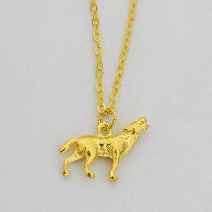 Amazon Com Gold Wolf Necklace Tiny Petite Simple Jewelry Quirky Animal Amazon Com Gold Wolf Necklace Tiny Petite Simple Jewelry Quirky Animal