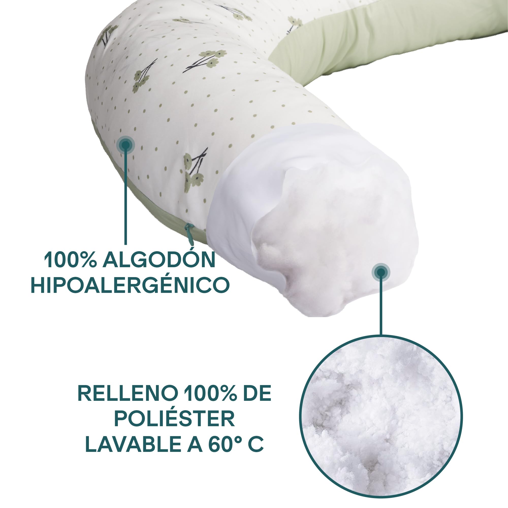 KOALA BABYCARE Cojin Lactancia Bebe y Almohada Embarazada para Dormir XL - Cojin Embarazada Multifuncion Funda Intercambiable 100% Algodón Desenfundable y Lavable