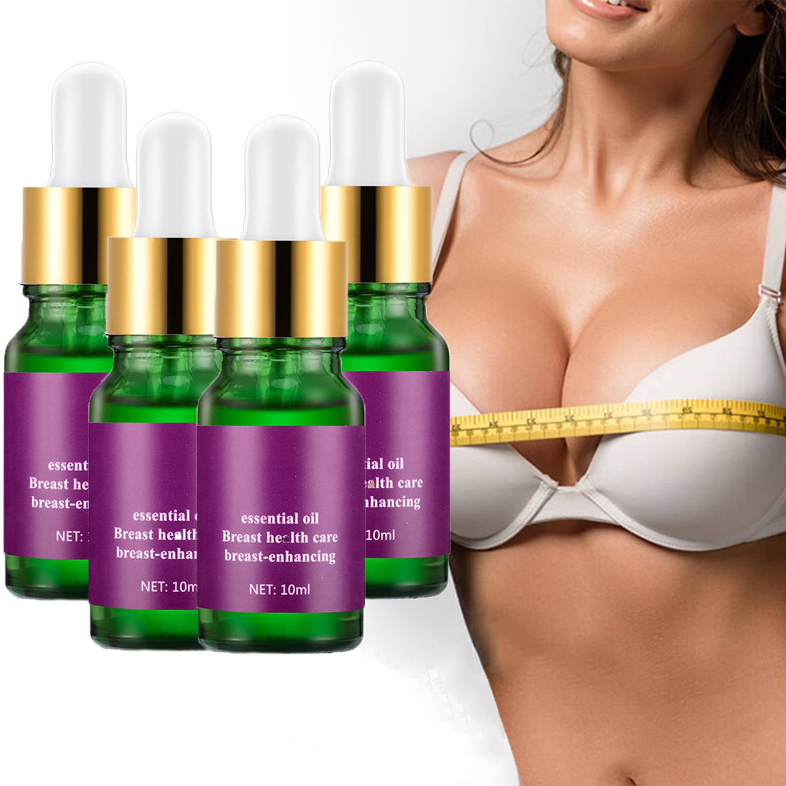 Mandalashley Bust Firming Natural Essential Oil, Lift N’ Firm Bust Essential Oil, Natural Bust Up Essential Oil, Bust Firming and Enhancing Natural Essential Oil, 10ml (4Pcs)