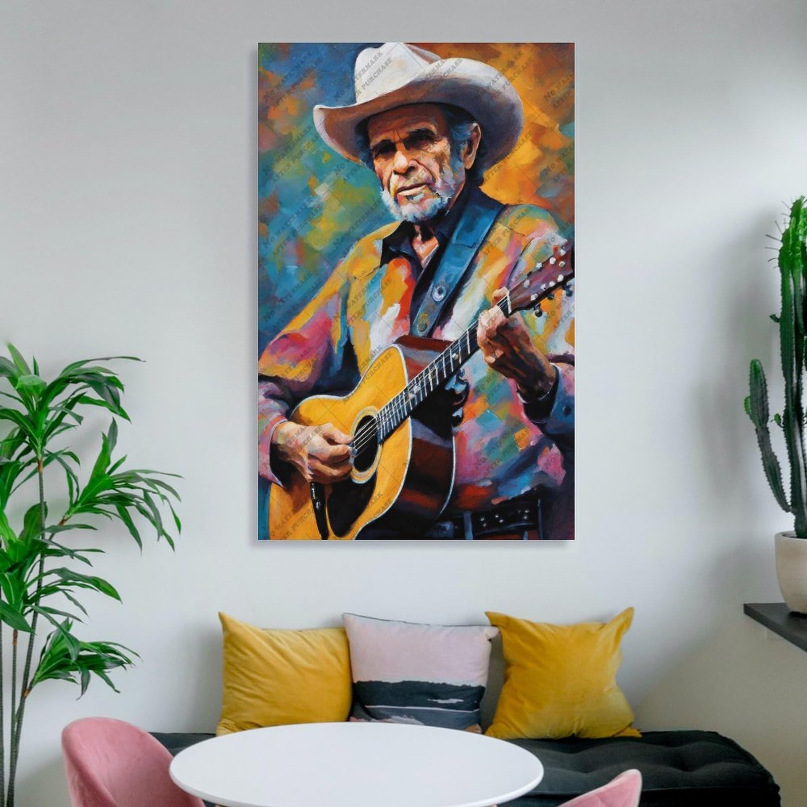 FCOJE Poster su tela con cantante folk country Merle_Haggard (1), decorazione artistica da parete per soggiorno e camera da letto, 30 x 45 cm