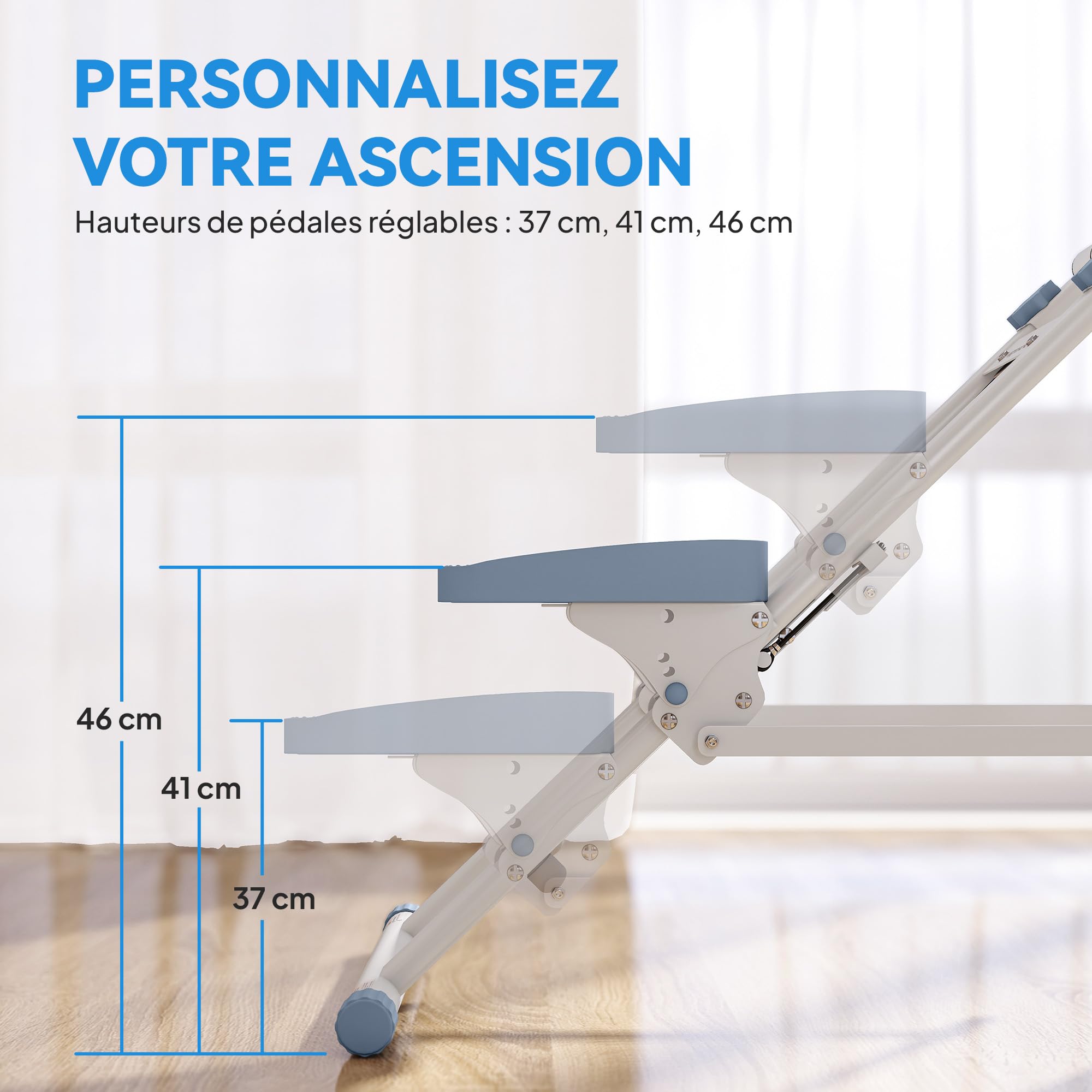 SPORTNOW Stepper escalier Pliable Climber stairmaster pour Exercice de Gym à Domicile, Machine Verticale pour entraînement du Corps avec pédales réglables et écran LCD, Machine à Pas compacte, Blanc