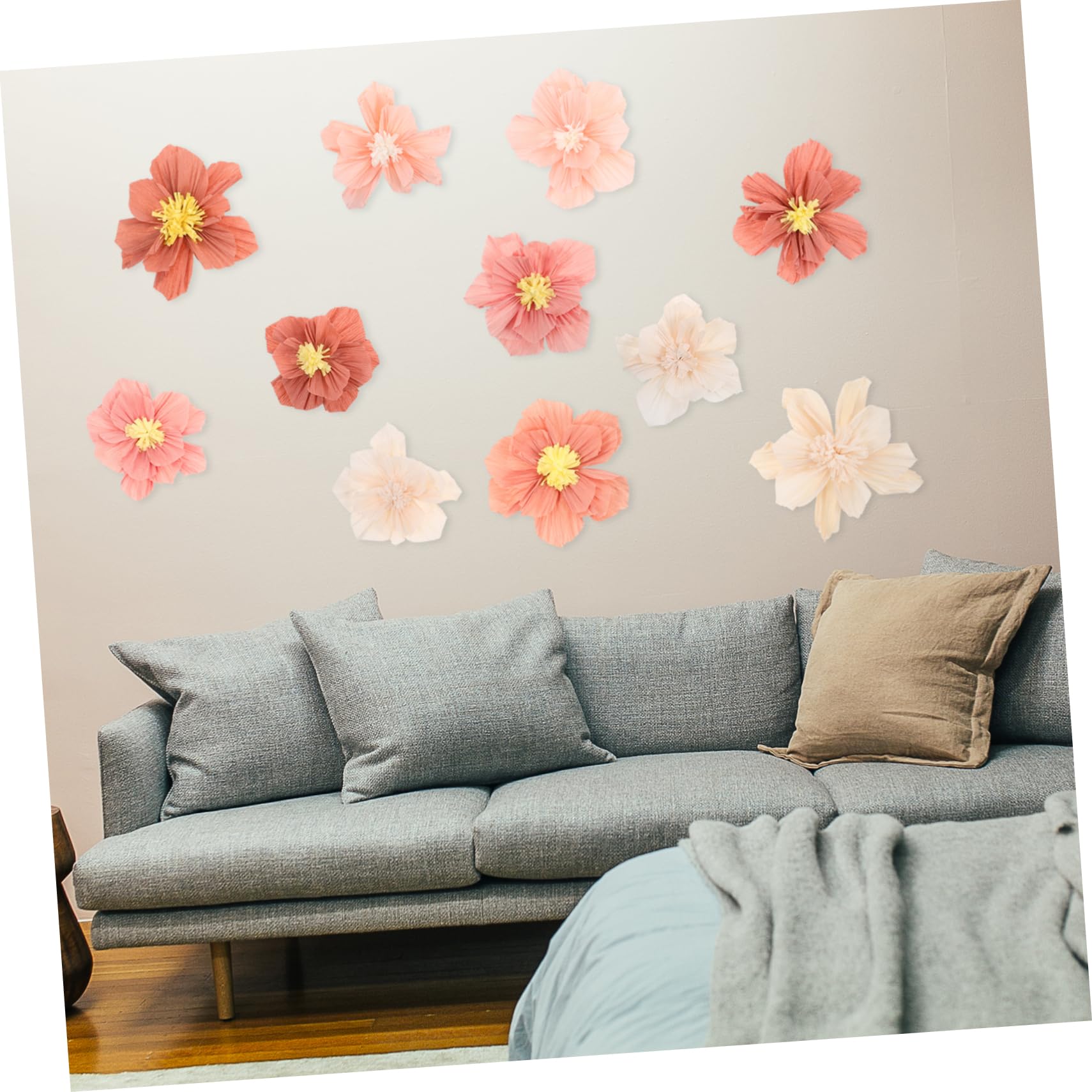 Fleurs en Papier Crépon 24 Pièces pour Décoration Murale 3D