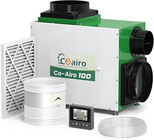 Deshumidificador para toda la casa, 180 pinta con función de aire fresco con controlador, deshumidificador comercial con manguera de drenaje de