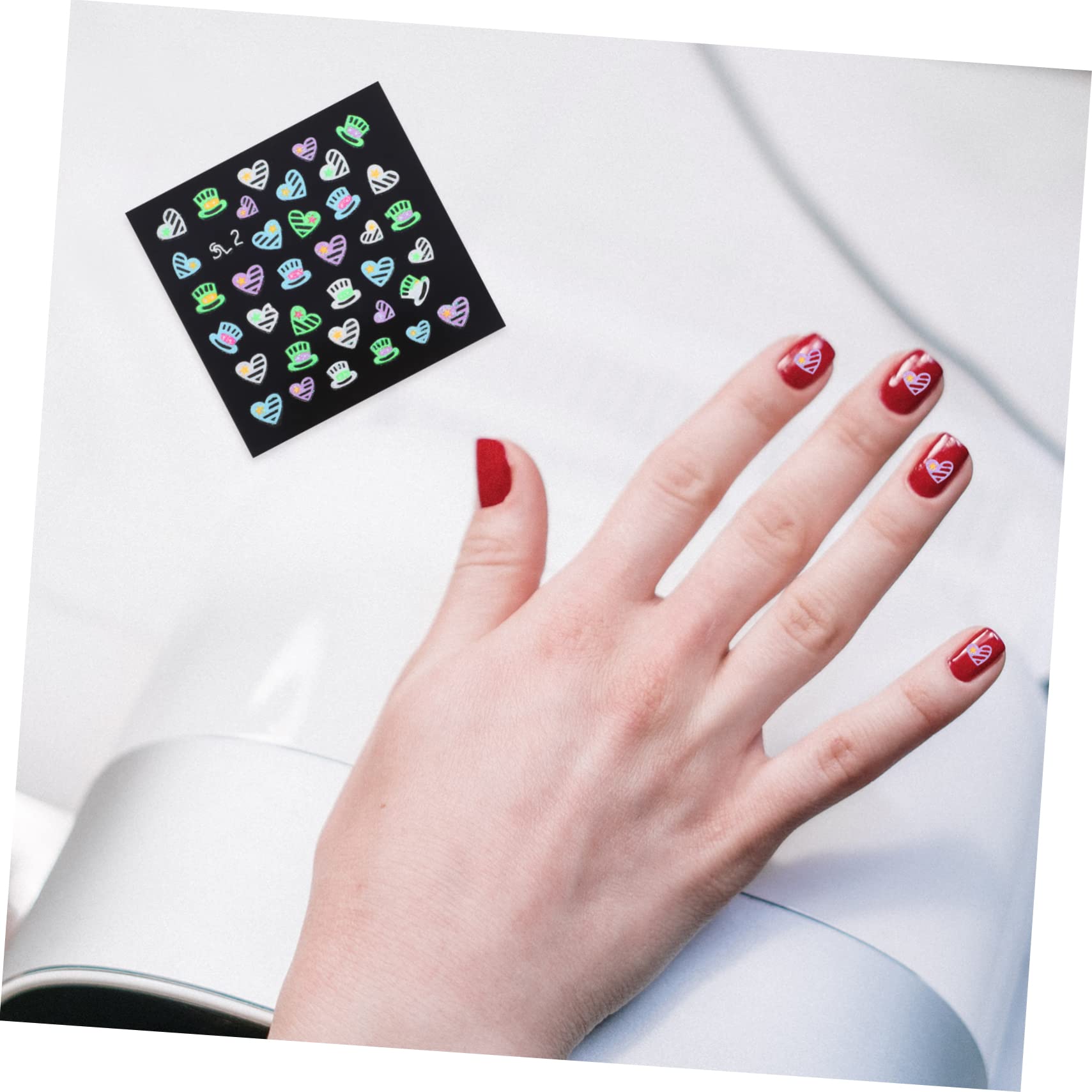 Ipetboom 120fogli Nail Stickers Fluorescent Nail Art Decal Per Decorazioni Unghie Per Compleanni e Cosplay Facili Applicare e Condividere