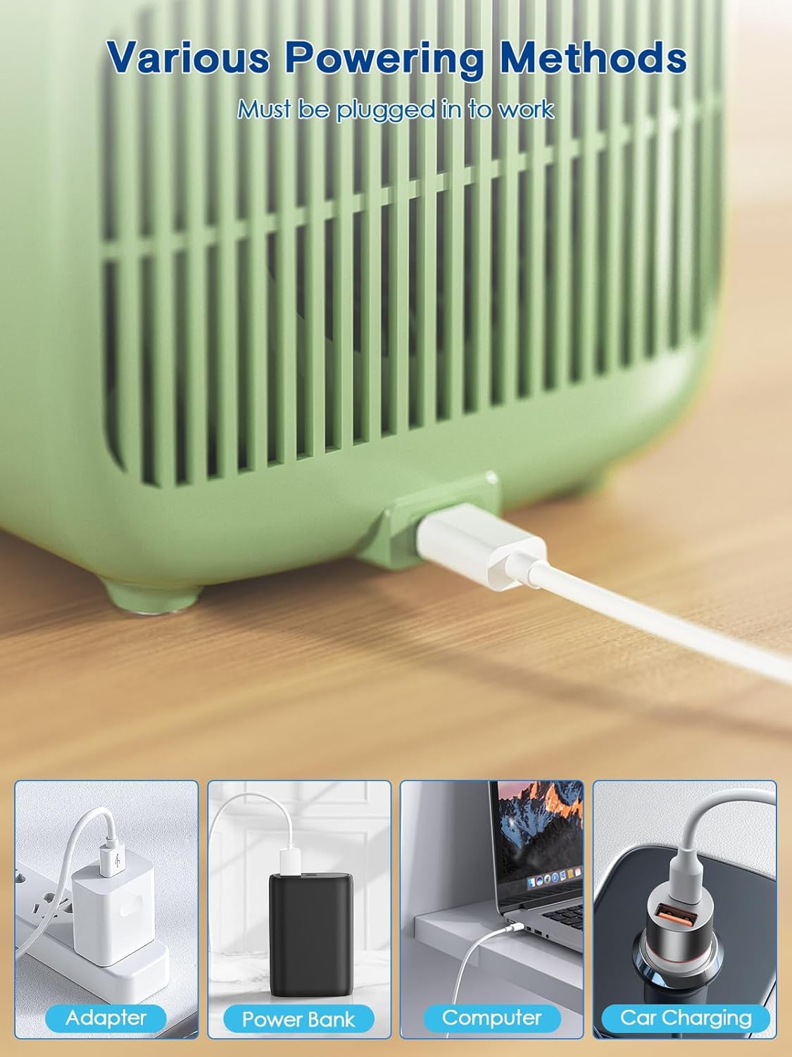 Let'me Desk Fan for Bedroom, 11.8 Inch Bladeless Desk Fan with RGB Ambient Light, 5 Colors & Color Cycling Mode, 3 Speeds Quiet Small USB Cooling Table Fan for Office Desktop Personal - 3