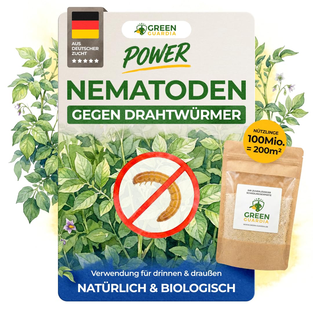 GREEN GUARDIA Nematoden gegen Drahtwürmer | 100 Mio. für 200m² | Biologische Nützlinge | Für Kartoffelbeete, Gemüsebeete, Hochbeete & Anbauflächen