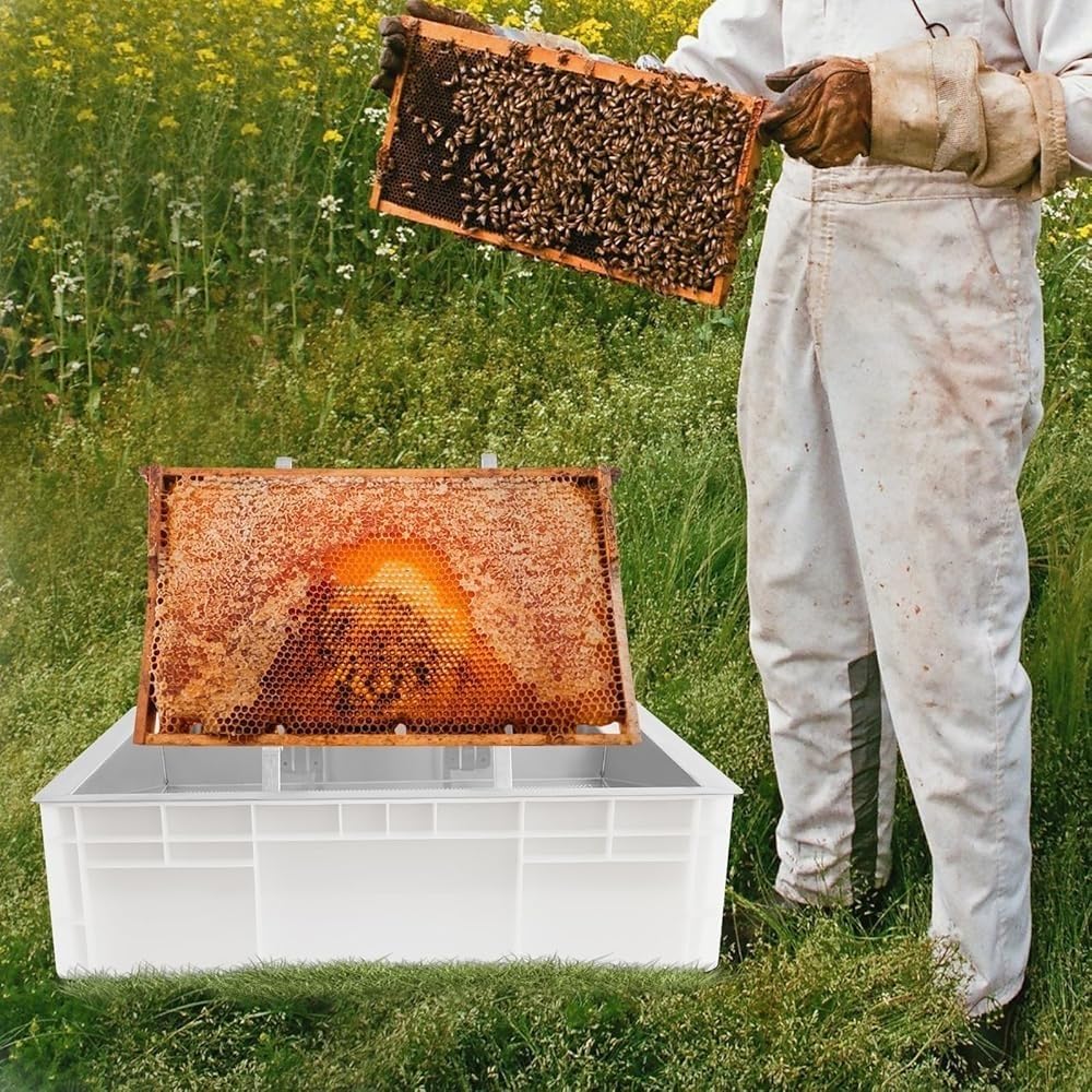 Honig Entsafter Set mit Tief Tablett Ausgießer Feinfilter Flaschenöffner Edelstahl Honig Ernte