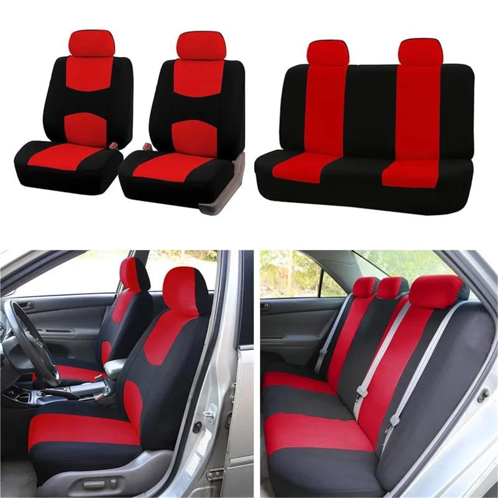 Générique Ensemble Housses Siège Auto Housse siège Voiture Coussins Coussin pour Ford pour Edge pour Mondeo pour Ecosport pour Focus pour Fiesta pour kuga | Rouge