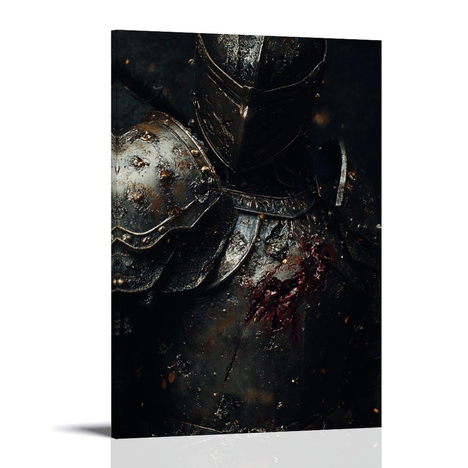 XGKJDS Minimalist Canvas Wall Art Picture Print-Medieval Knight Poster with Battle - Damaged Armor And Blood Modern Family Bedroom Decor Frame-style 16x24inch(40x60cm)