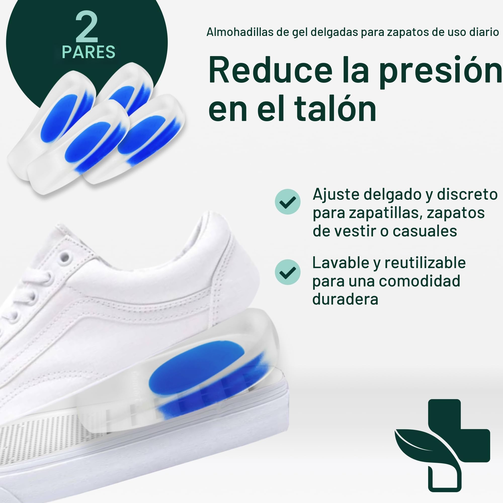 YogaMedic Taloneras de Gel - 2 Pares (4 Uds) – Cómodas Taloneras Fascitis Plantar, Tendinitis de Aquiles y Espolón en el Talón – Plantillas de Talón que Reducen la Presión y el Dolor