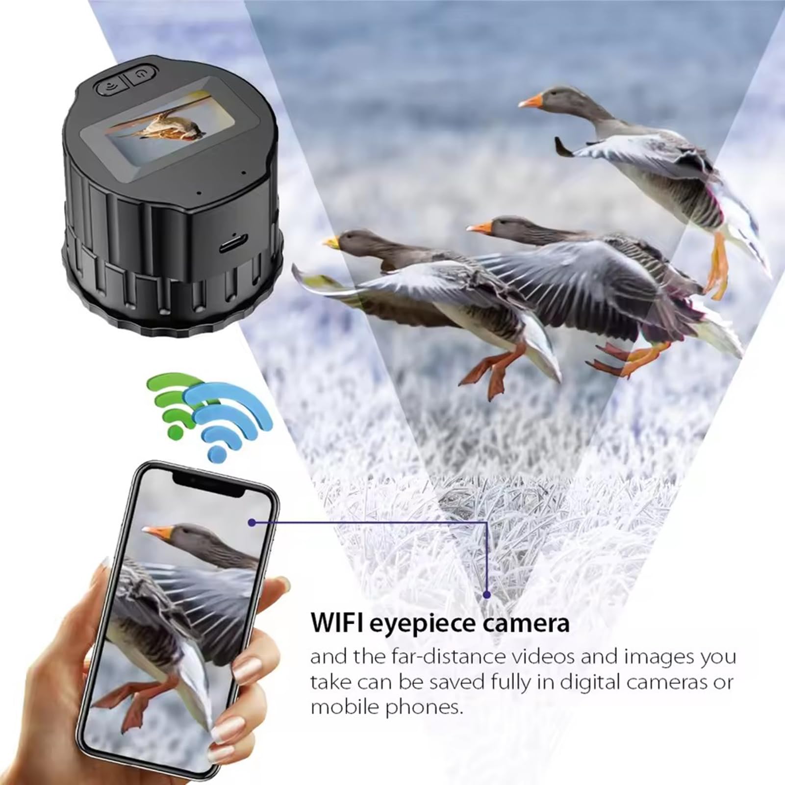 Elektroniczna kamera okularowa WiFi Przenośna kamera z 1,5-calowym ekranem TFT do lunety obserwacyjnej Kamera okularowa 1080P do teleskopów/mikroskopów/astrofotografii Do lunet 28 mm-50 mm