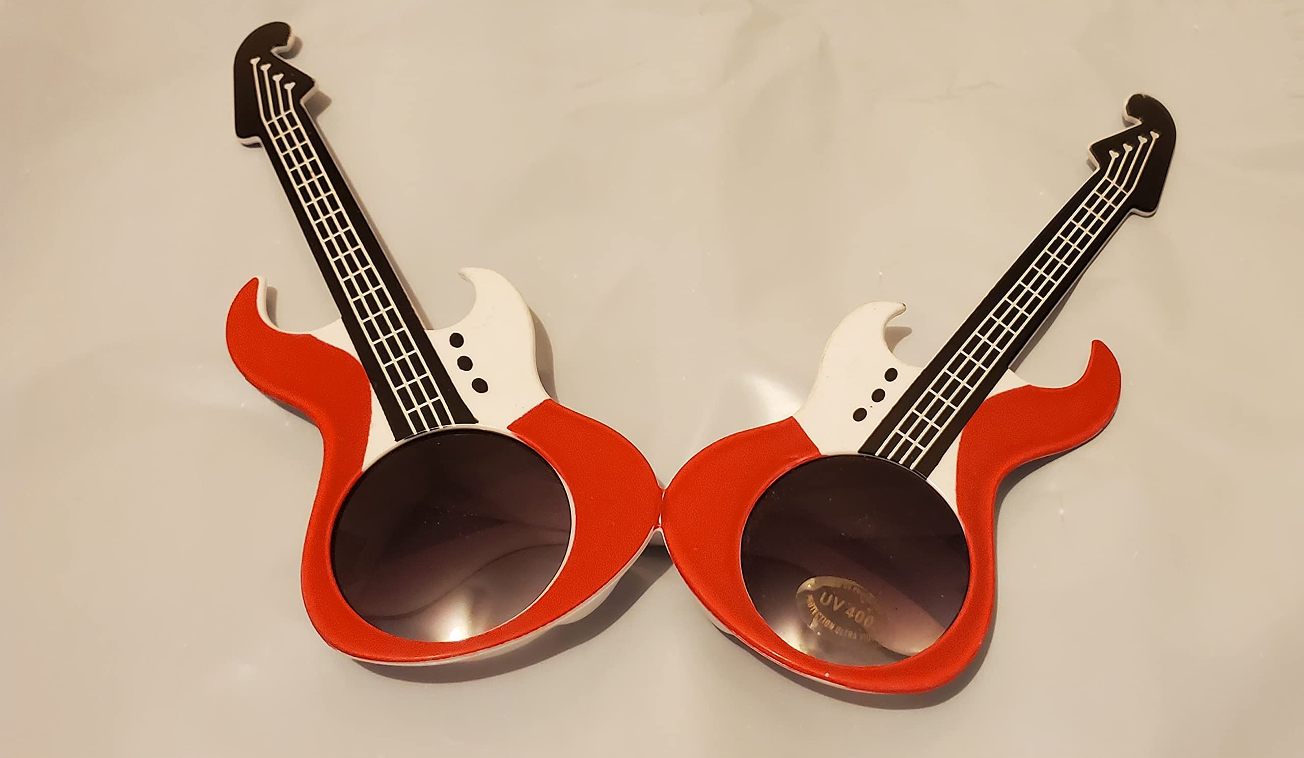 fun Red Guitar Sunglasses Novelty Glasses Halloween Masks Costume Accessory Music Party Costume