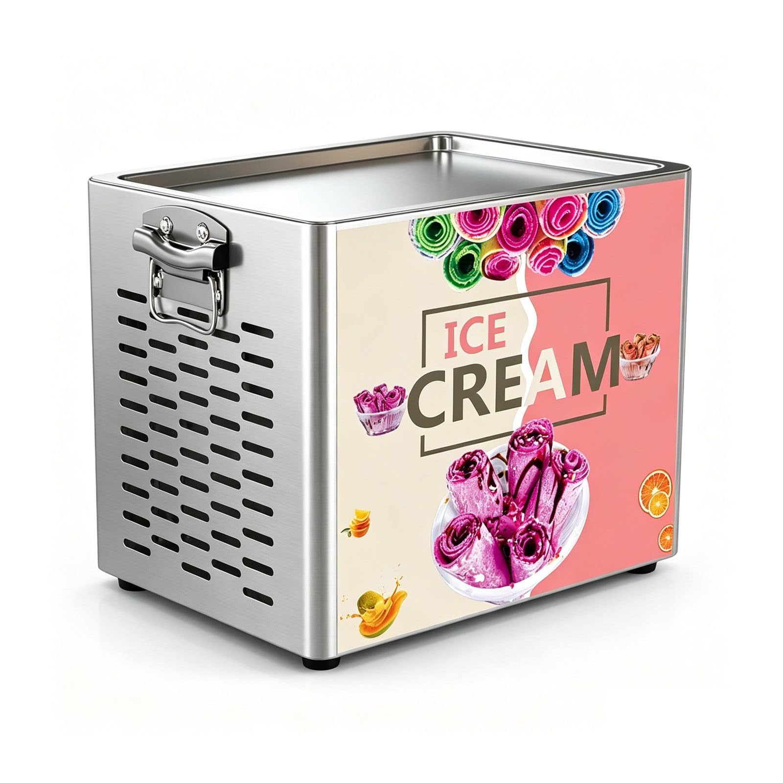 AETEREOS Countertop Commercial 11.8x9.4 inches Single Fried Ice Cream Machine, Roll Ice Cream Machine, with 2 Scrapers for Delicious Ice Cream, Yogurt, and Rolls